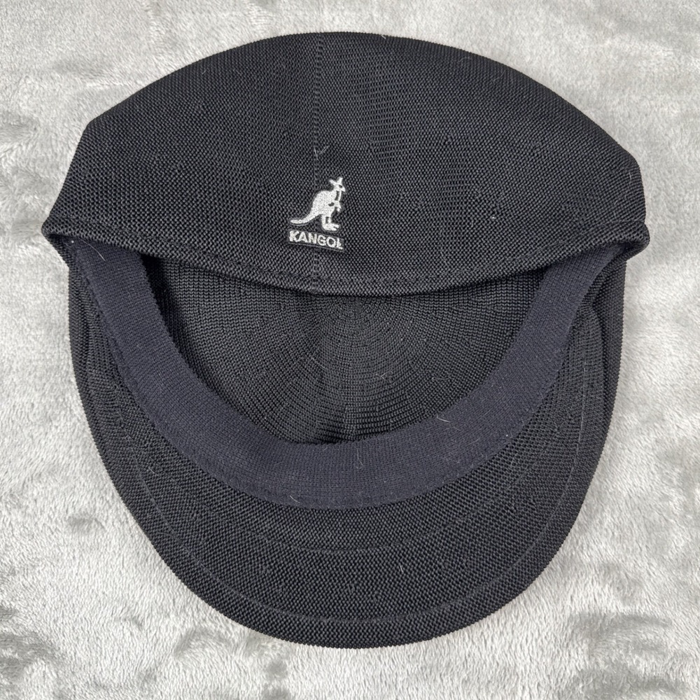 Kangol Tropic 504 Black Flat Cap Mesh Knit Ivy Hat Small 0287BCHW - Picture 2 of 5